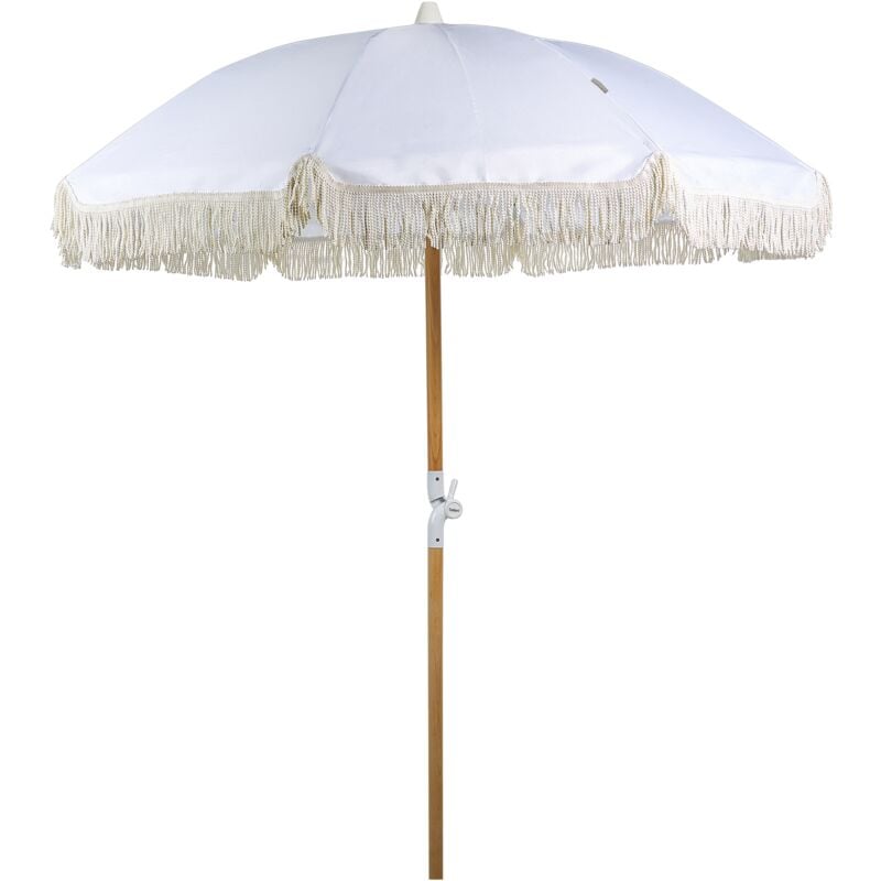 Retro Garden Market Parasol Outdoor Umbrella Beech Wood Pole White Mondello