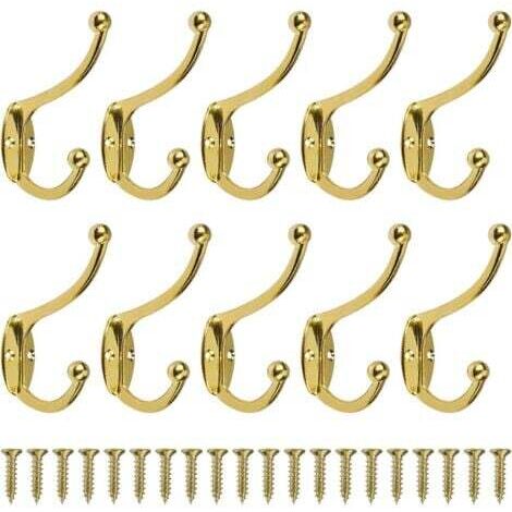 Retro Garderobenhaken Wandhaken Vintage Metall Türhaken für Badezimmer Küche Schlafzimmer Eingangsbereich 10 Stück Gold