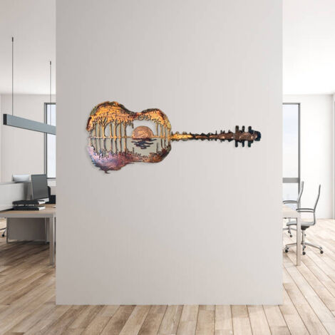 Retro-Gitarren-Wanddeko aus Metall – Hängendes Ornament für drinnen und draußen, Büro, Zuhause und Musikstudio