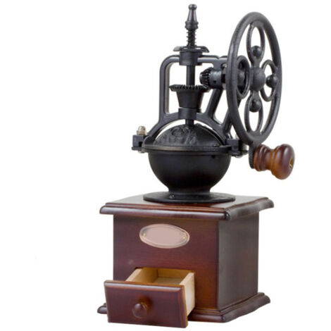 Retro-Handkaffeemühle mit Schublade zum Mahlen von Kaffeebohnen und Gewürzen – Vintage-Handmühle