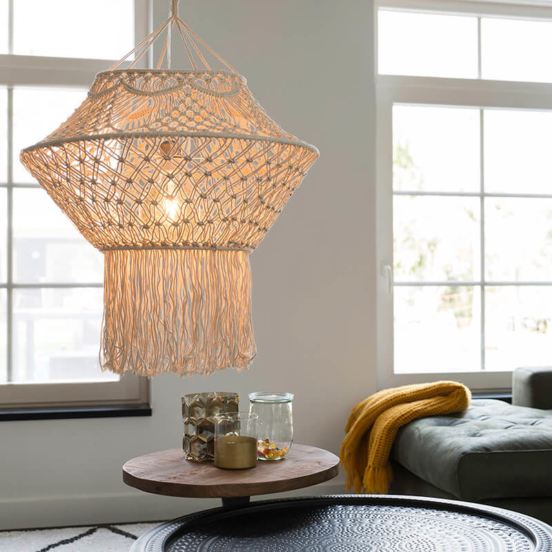 Rustic Macrame Pendant Light 90 cm - Macra