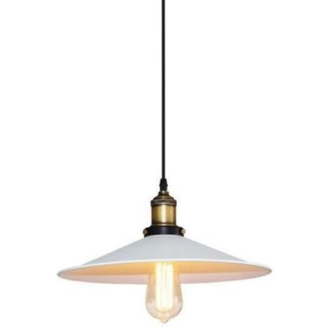 Rétro Industrial Lámpara de Suspensión de Metal Hierro Lámpara Colgante E27 (Ø22cm Blanca)