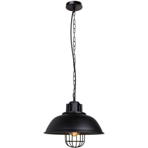 Rétro Industrial Lámpara de Suspensión - Hierro Metal Ø33cm E27 para Café Oficina Bar Club (Negro)