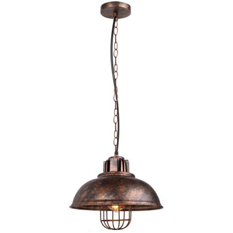 Rétro Industrial Lámpara de Suspensión - Hierro Metal Ø33cm E27 - Rojizo Oxidado para Café Oficina Bar Club