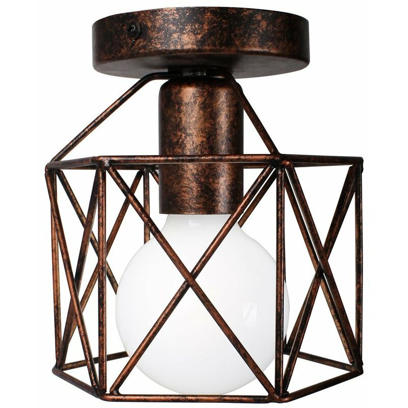 

Retro Industrial Lámpara Metal Del Techo Lustre Retro para Pasillo Porche Dormitorio(Color Óxido)