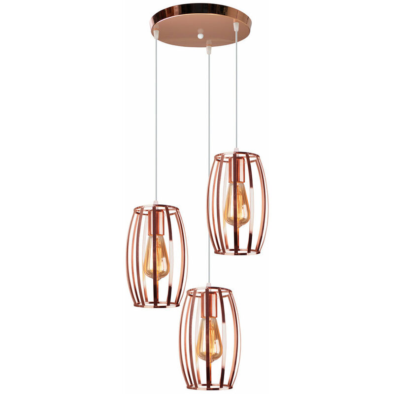 Retro Industrial Pendant Light 3 Heads Vintage Chandelier Metal Hanging Lamp for Bedroom,Living Room,Dining Room,Kitchen Rose Gold
