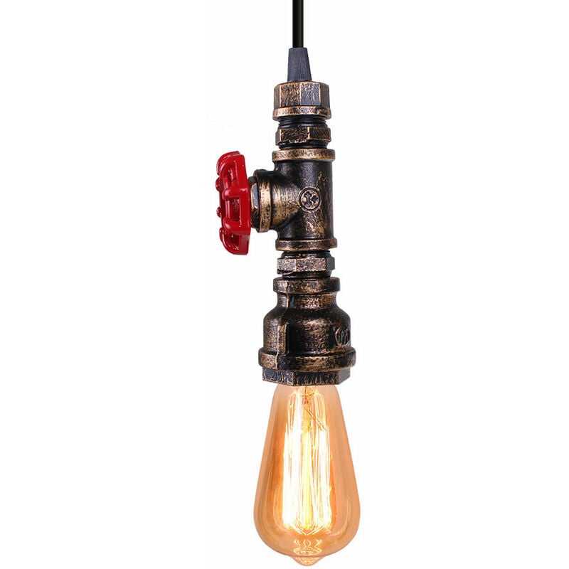 Axhup - Pendant Lighting Fixture, Vintage Industrial Water Pipe Hanging Ceiling Lamp, Metal Bronze Chandelier for Bedroom Living Room Kitchen Island