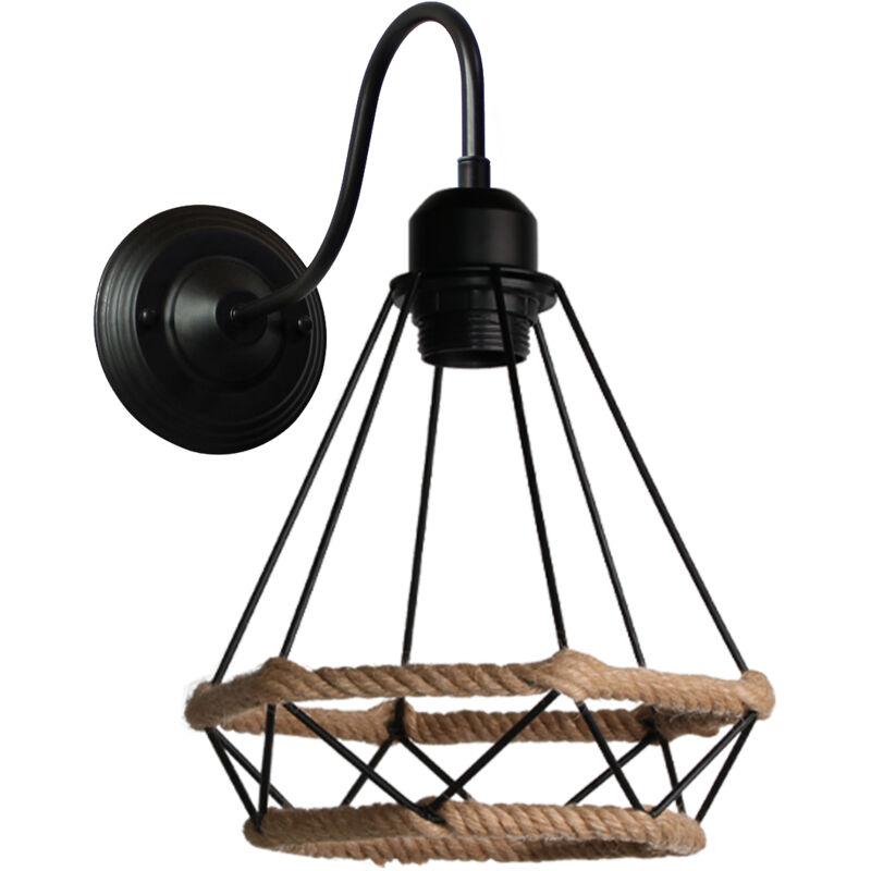Image of Retro Industrial Wall Sconce Hemp Rope&hellip;