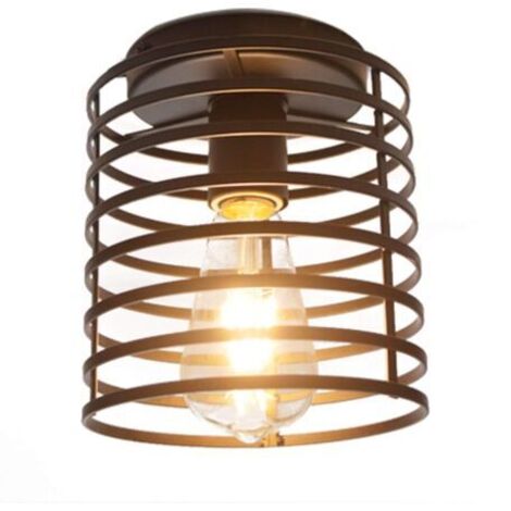 Rétro industriel semi-plafonnier lustre forme base noire applique (sans ampoule)