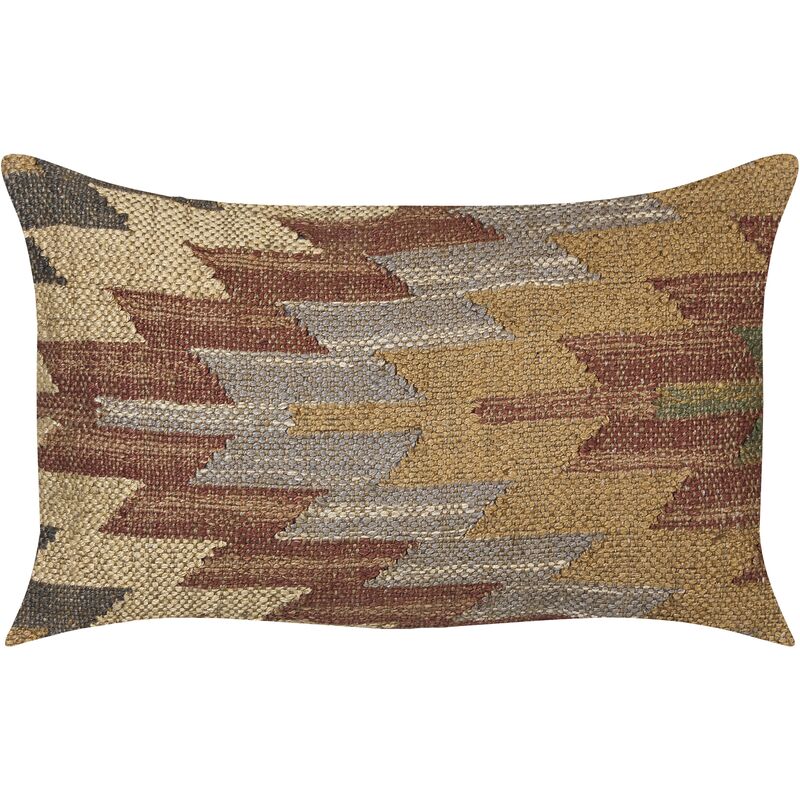 Retro Jute Cotton Cushion Geometric Pattern 30 x 50 cm Multicolour Deepor