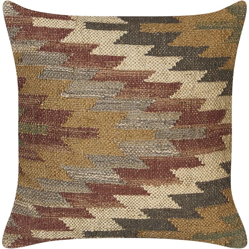 Retro Jute Cotton Cushion Geometric Pattern 45 x 45 cm Multicolour Deepor