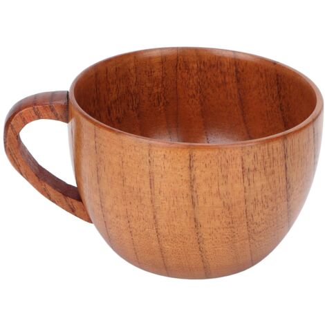 Retro-Kaffeebecher aus Holz mit Henkel, ideal für Zuhause, Schule, Büro, flacher Boden.
