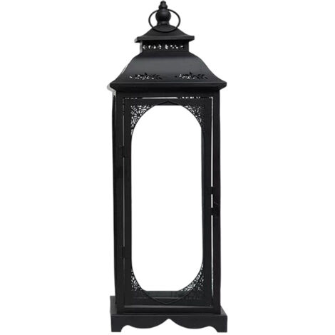 Retro-Kerzenhalter aus windfestem Eisen, Laterne aus Metall und Glas, kreativer und romantischer Kerzenhalter