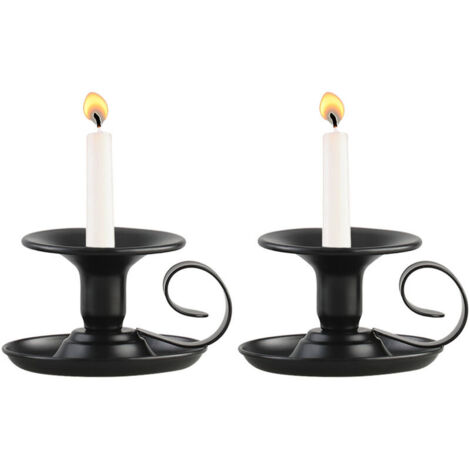 Retro-Kerzenständer aus Eisen, konisch, 2er-Set, schlichte schwarze Kerzenhalter, Kerzenhalter für Halloween, Weihnachten, Esszimmer, Wohndekoration