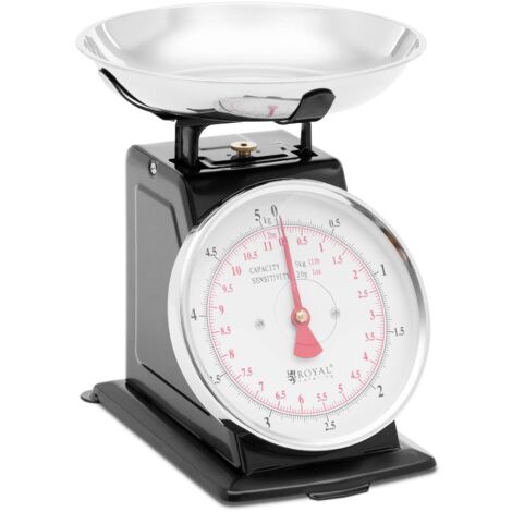 Retro Küchenwaage analog mechanisch 5 kg Waagschale Edelstahl Retrowaage - Schwarz