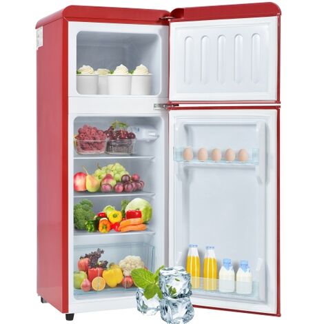 Retro-Kühlschrank. Kühl-Gefrier, 105.5x41cm, mit 92 Liter Gesamtvolumen, 28 Liter Gefriervolumen. -27°C 13°C