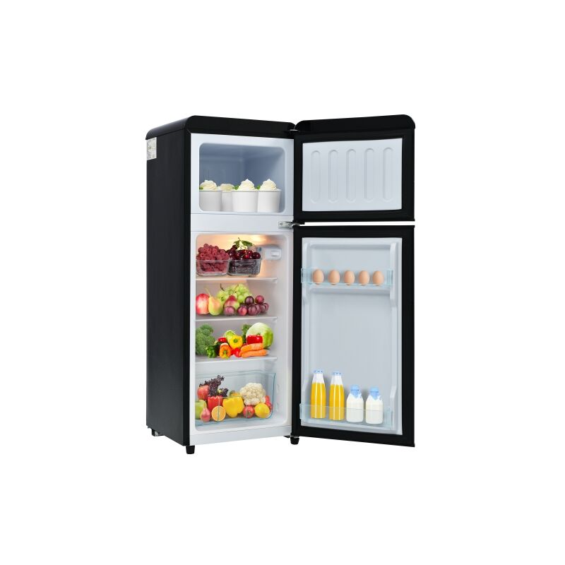 Rétro-Kühlschrank. Combination réfrigérateur-congélateur, 105,5 cm de haut, 41 cm de large, à deux portes, 92 litres de volume total, avec 28 litres