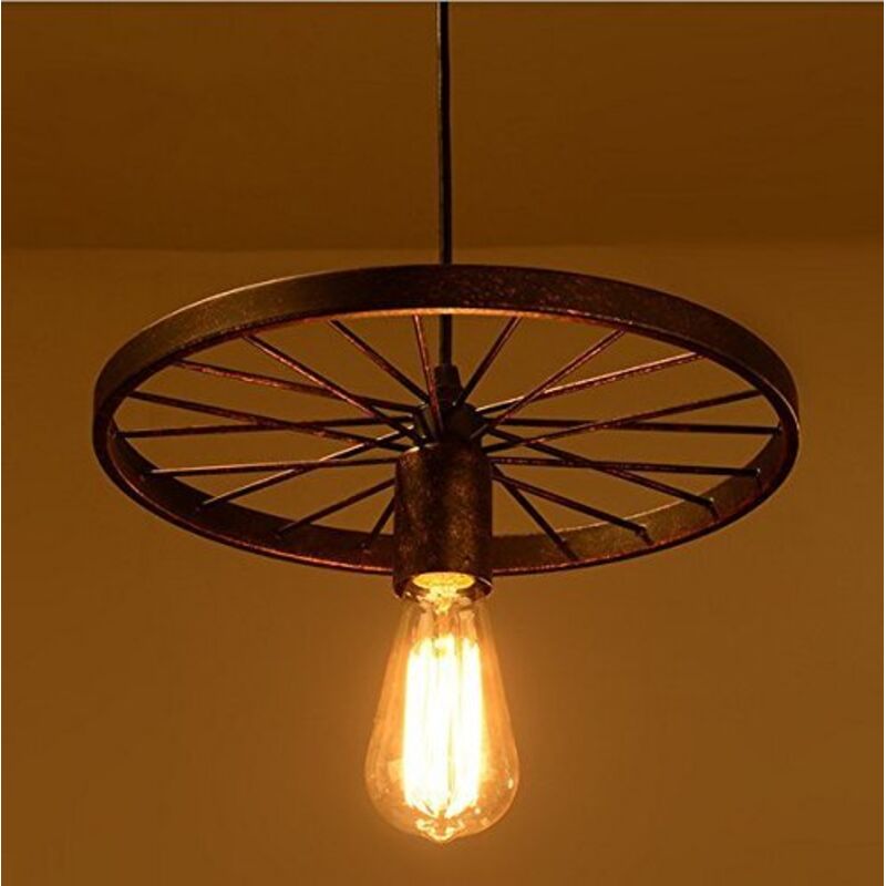 Retrò Lampada a Sospensione Loft Stair E27 Ruota Lampadario Hanging Sospensione Indoor Metallo Lampada da Soffitto