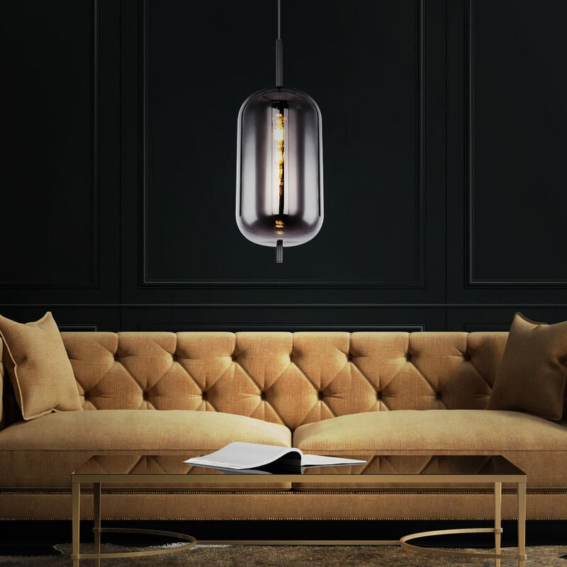 Image of Retro lampada a sospensione sonno camera degli ospiti faretto lampada a sospensione soffitto fumo in vetro