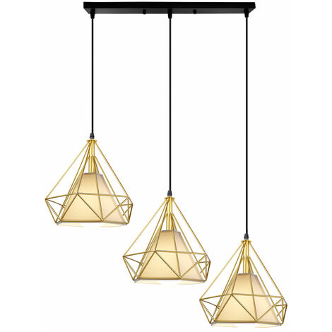 Retro Lámpara colgante Vintage Iluminación de techo Iluminación E27  para comedor, Dormitorio, Café, Barra de Lectura Luz 25cm Dorada y Negro