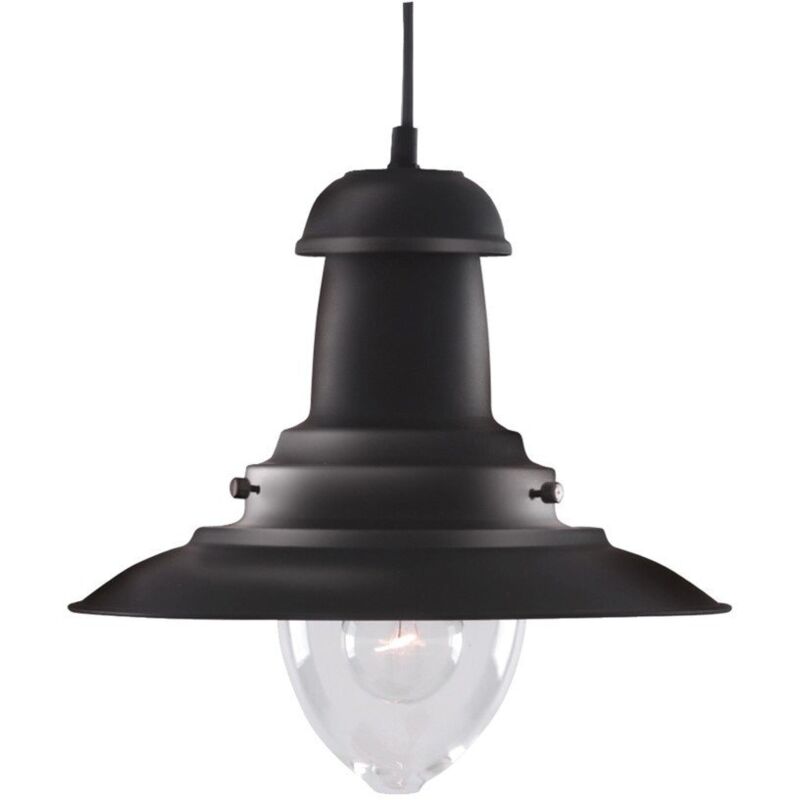 SEARCHLIGHT Suspension 1 ampoule Fisherman, en verre, noir 