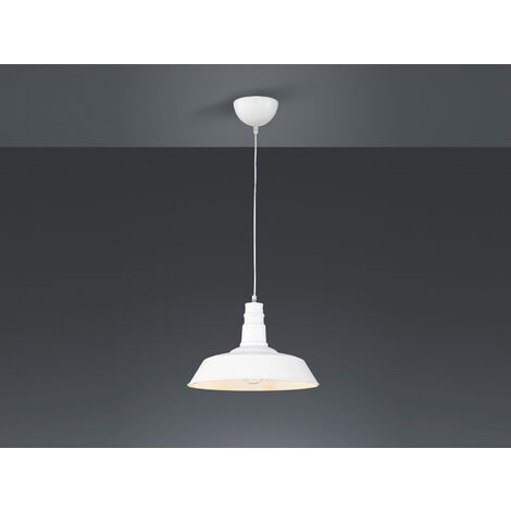 Retro LED Pendelleuchte Lampenschirm Metall Weiß, Ø 36cm