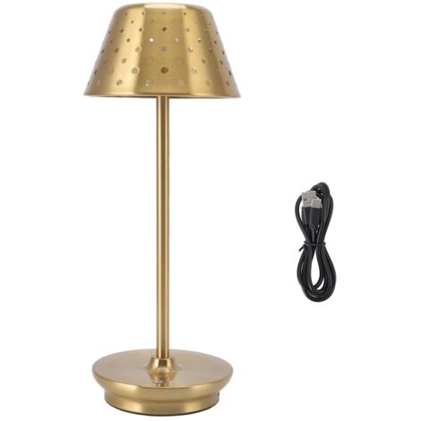 Retro-LED-Schreibtischlampe, kabellos, schlichtes Design, per Touch dimmbar, für Schlafzimmer, Bar, Restaurant, Gold