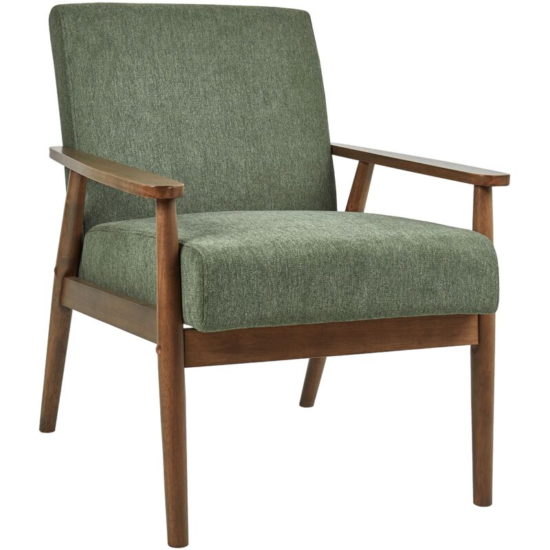 Beliani Retro Living Room Armchair Polyester Linen-like Upholstery Wooden Dark Frame Green Esrum