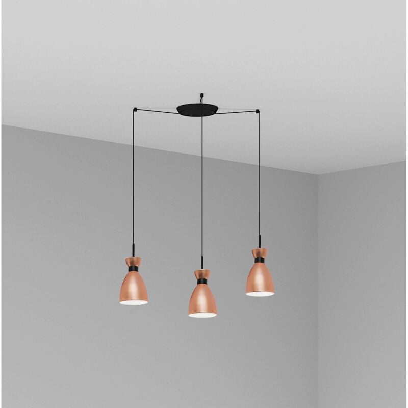 

RETRO Lámpara colgante cobre 3L - COBRE MATE