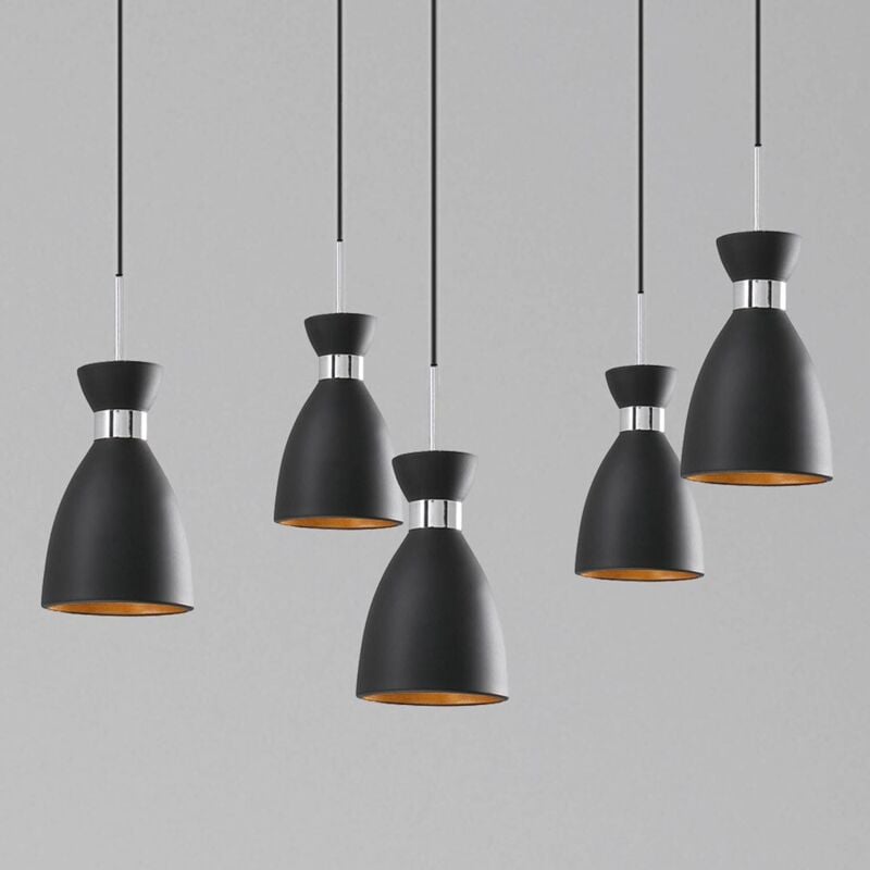 

RETRO Lámpara colgante negro y cobre 5L - NEGRO MATE