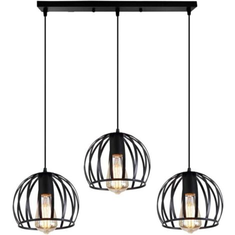 Retro Lustre Suspension Industrielle Cage Ajustable-Luminaire Salle à Manger Bar (Ampoule non incluse)