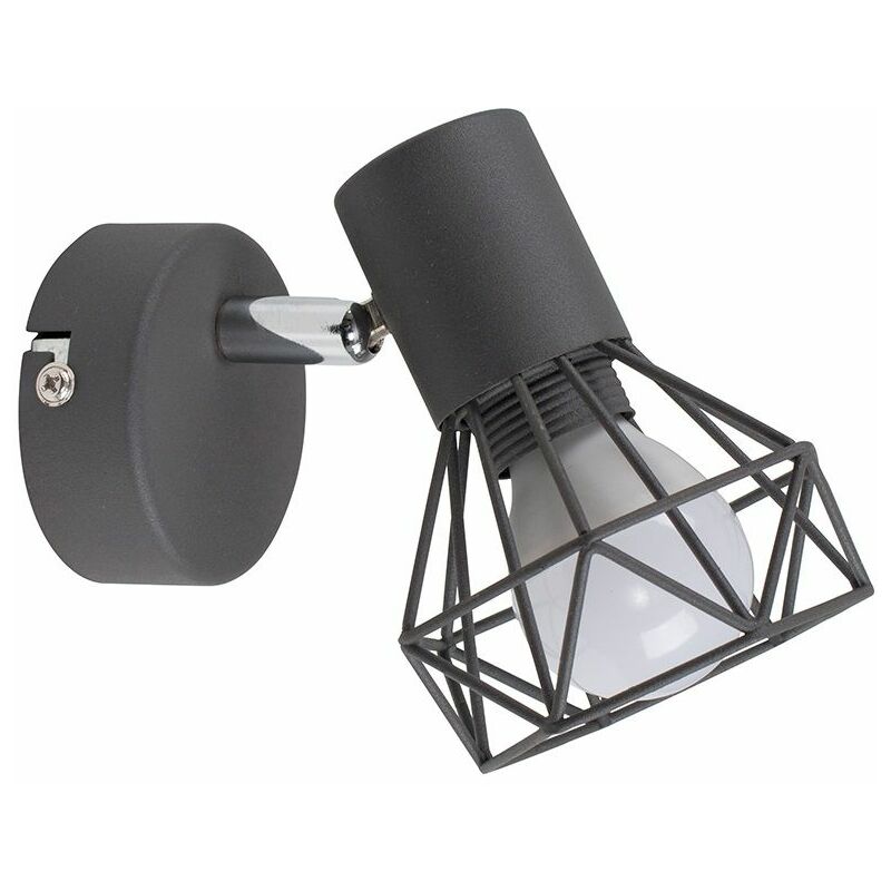 Minisun - Metal Basket Cage Wall Light - Matt Black - No Bulb