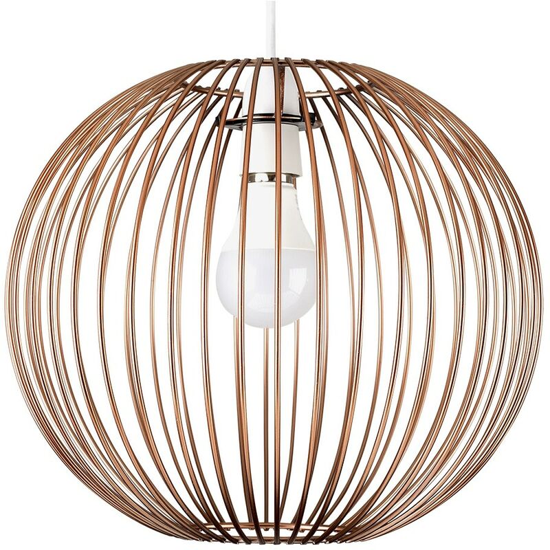 Minisun - Metal Globe Ceiling Pendant Light Shade Copper Finish + 6W LED GLS Bulb - Warm White