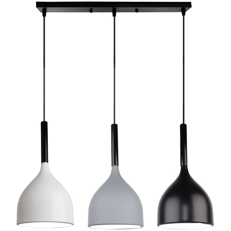 Wottes - Retro Metal Pendant Light Fixture Kitchen Living Room Creative Decoration Chandelier 3 Lights (black / white / gray) - (nero / bianco /