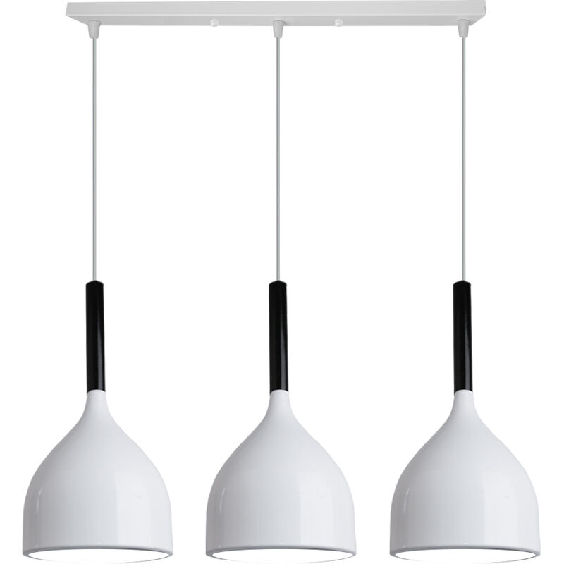 Wottes - Retro Metal Pendant Light Fixture Kitchen Living Room Creative Decoration Chandelier 3 Lights (White) - bianco