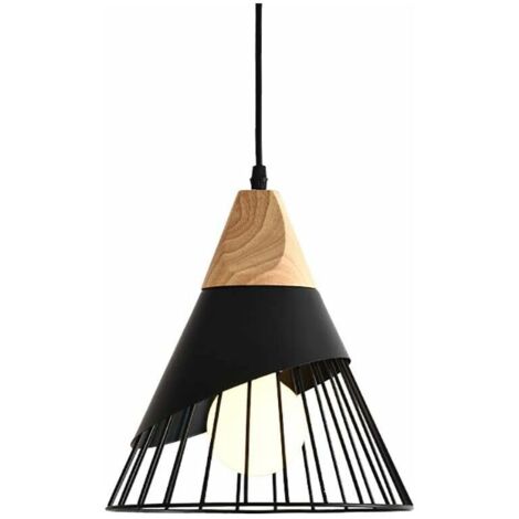 Rétro Metal Suspension en Métal Cage E27 Eclairage de Plafond , Industrielle Lustre Lampe Vintage Pendante Lumière Plafonnier Noir, Ensoleillé