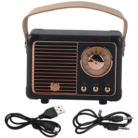 Retro Mini tragbarer Bluetooth-Lautsprecher mit Subwoofer für Musik (Schwarz)