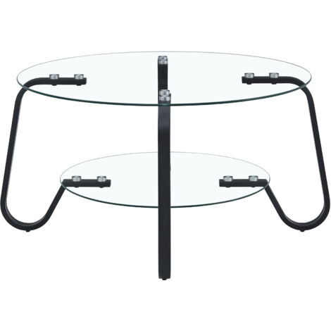 Retro minimalistischer Stil Metallrahmen Doppelschicht gehärtetes Glas Couchtisch, fügt einen Hauch von Eleganz zu Ihrem Wohnzimmer