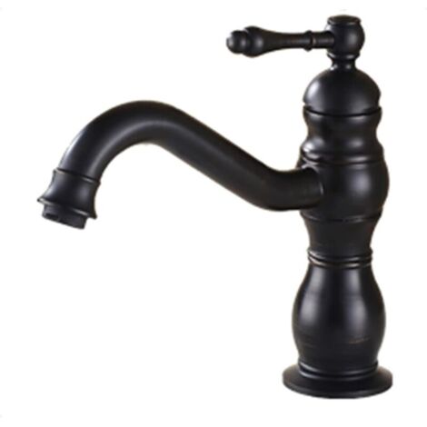 Retro Mischbatterie, Badarmatur, 360° schwenkbar, Höhe 20 cm, schwarz