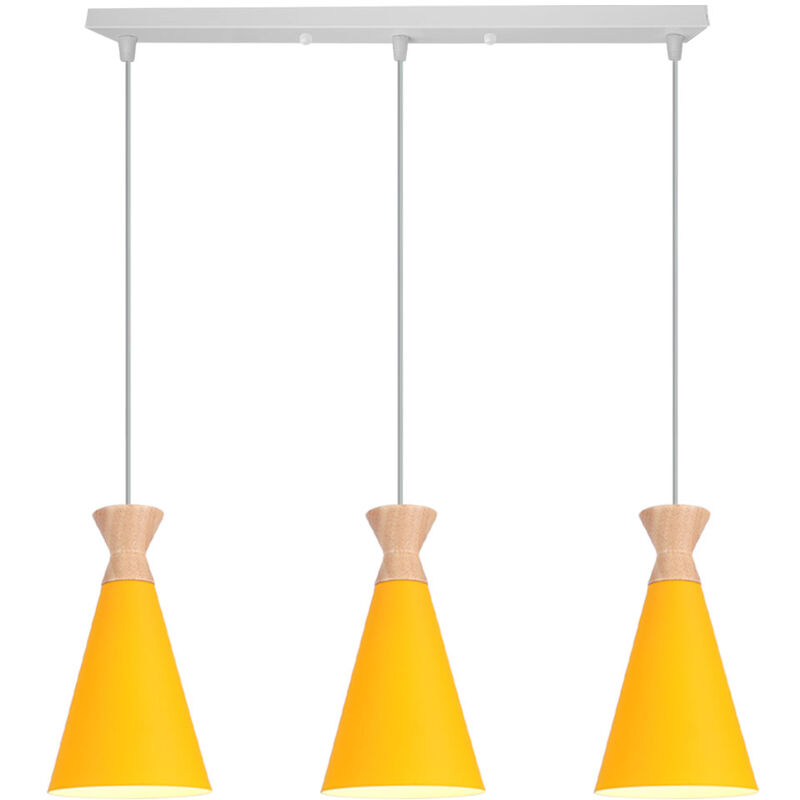 Retro Pendant Lamp Industrial 3 Lights Nordic Design Ceiling Lamp Modern Pendant Light Yellow for Dining Room, Kitchen, Bedroom, Office, Restaurant,