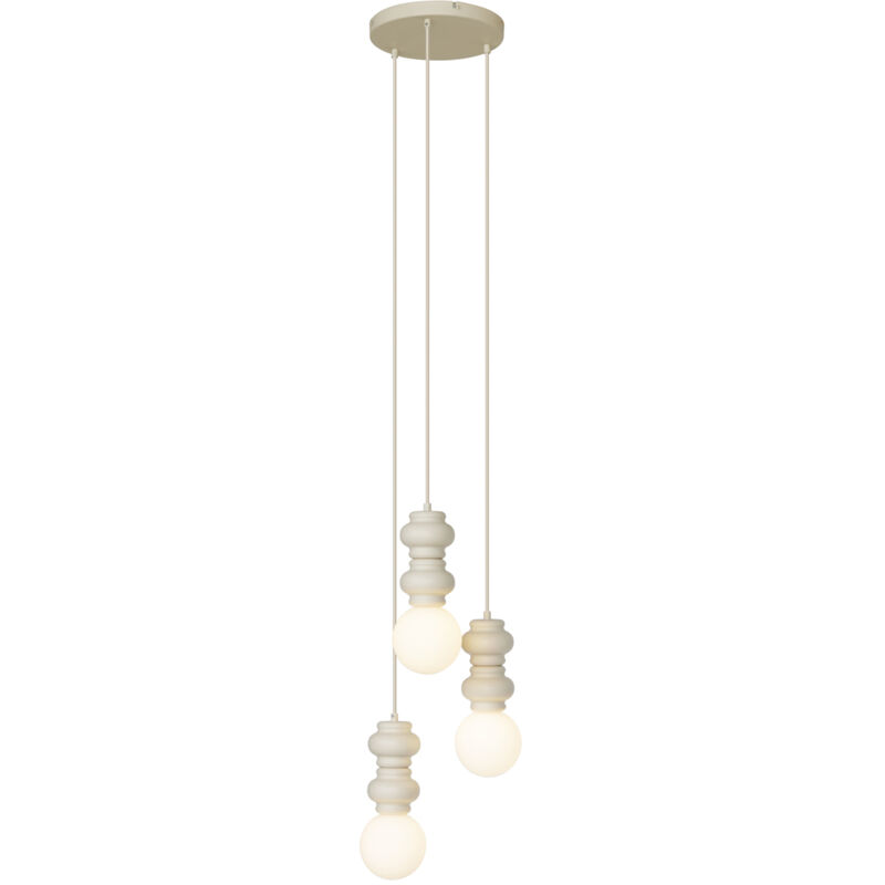 Qazqa Retro Pendant Light Beige With Frosted Glass 3-light - Fedde