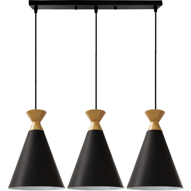 Retro Pendant Light Vintage 3 Lights Pendant Lamp Antique Ceiling Lamp Nordic Hanging Lamp Minimalist Style Pendant Light Black