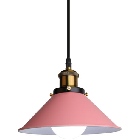 Retro Pendelleuchte, 22cm Hängelampe Vintage Industrial Style Metall Deckenleuchte E27 für Esszimmer Küche Restaurant Cafét Bars - Rosa