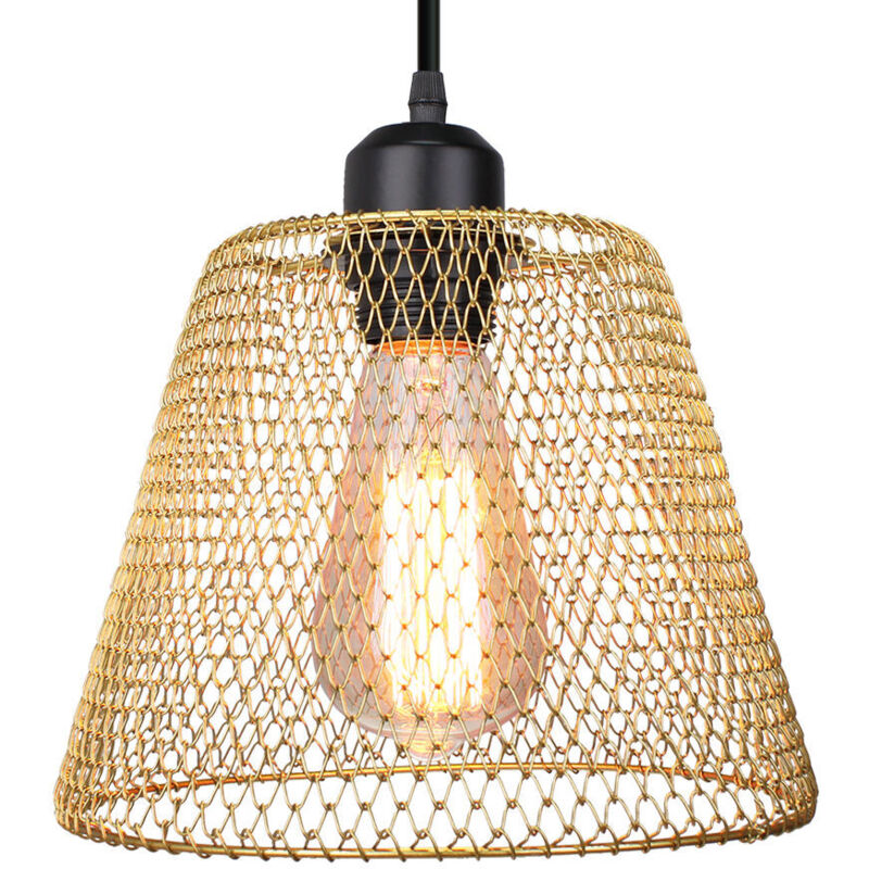Retro Pendelleuchte Industrielle Hängelampe Metall Deckenleuchte E27 Wohnzimmer für Innen,Restaurant,Cafe,Bar,Küche,Kinderzimmer - Gold