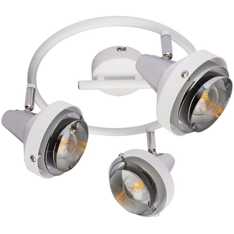 Image of Retro plafoniera cromata spot roundel faretto regolabile illuminazione soggiorno lampada design bianca