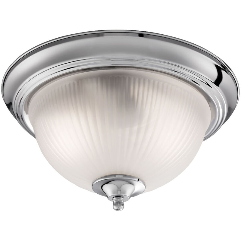 Searchlight Flush - Flusso Bagno 2 Luci Soffitto Argento Satinato IP44, E14