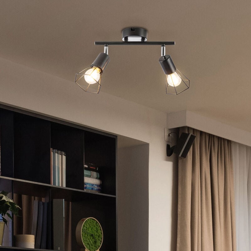 Lampada da soffitto retrò a gabbia faretto soggiorno griglia luce spot regolabile Nino luci 81080208