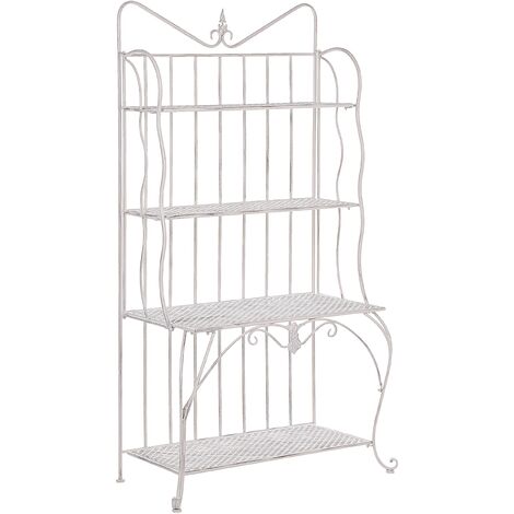 main image of "Retro Plant Shelf Metal Outdoor Garden Freestanding 4 Shelves Light Beige Pavona"