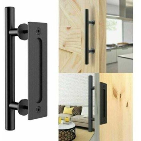 Rétro Poignée de Porte Coulissante Noir Aluminium Tirer et Rincer la Sets de poignées pour Porte Coulissante en Bois, 30cm,SEMAket
