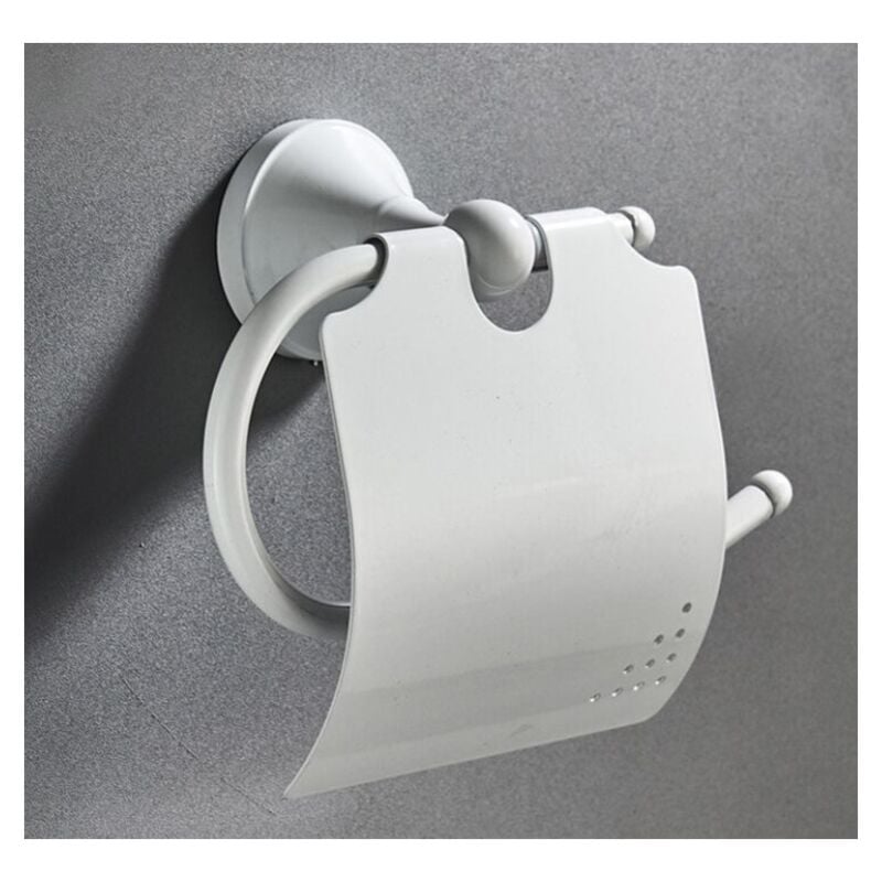 Rétro Porte-Papier Hygiénique Toilette Mural en Laiton Antique Support Porte Rouleau de Papier wc avec Couvercle Blanc